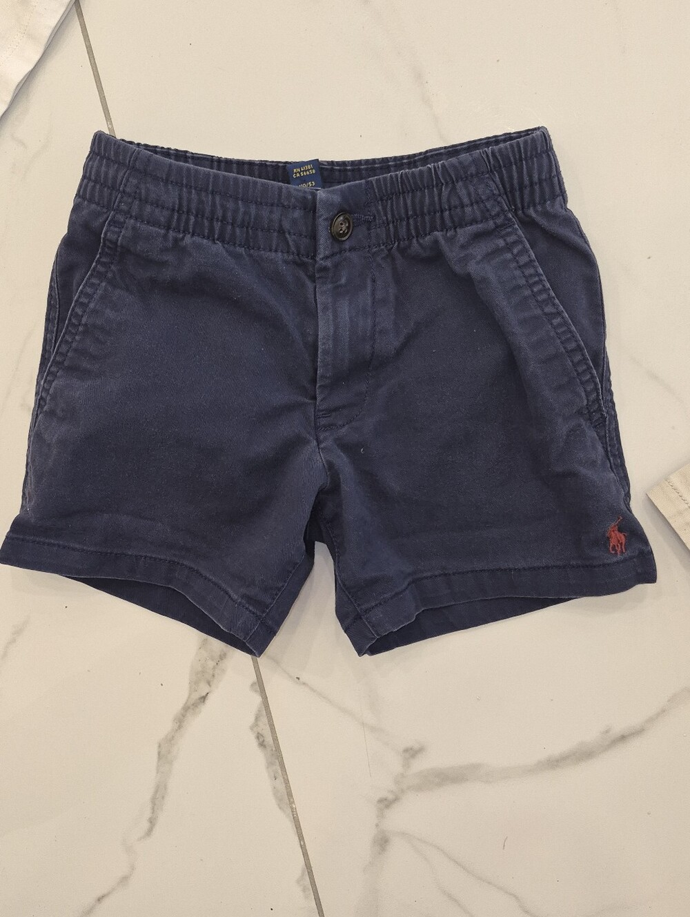 Ralph Lauren Navy Cotton Pull-On Shorts with Red Polo Stitch